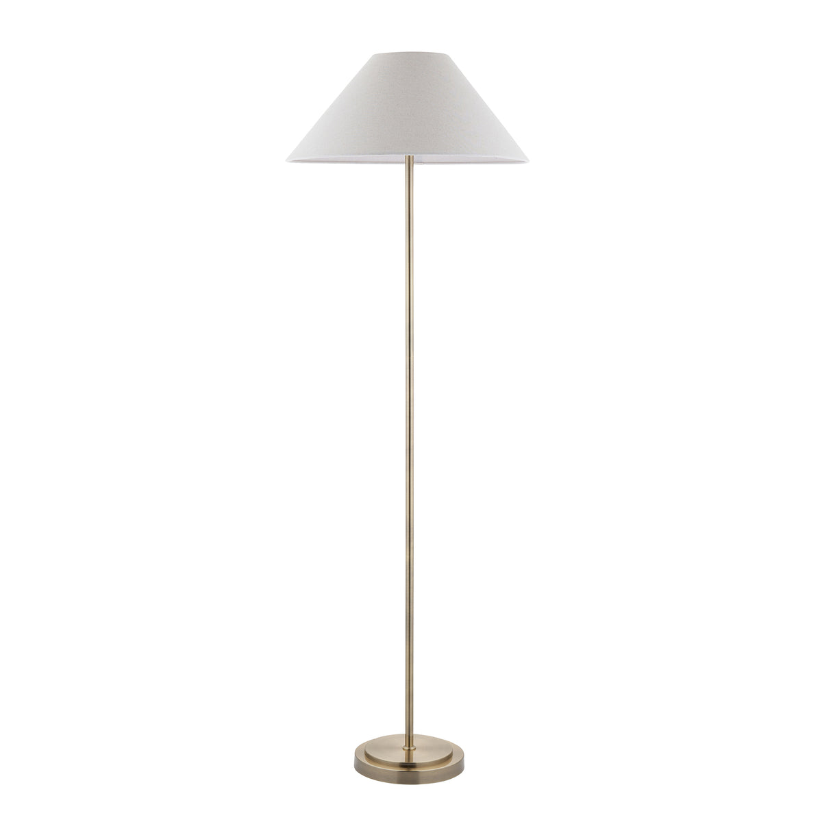 Arlo Antique Brass Floor Lamp with Natural Linen Shade
