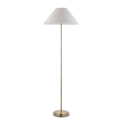 Arlo Antique Brass Floor Lamp with Natural Linen Shade