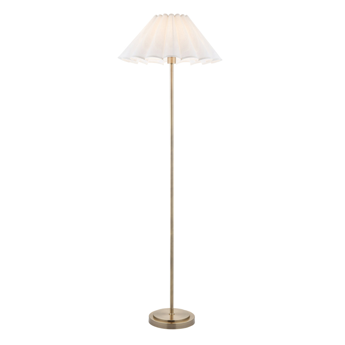 Arlo Antique Brass Floor Lamp with Scalloped White Shade