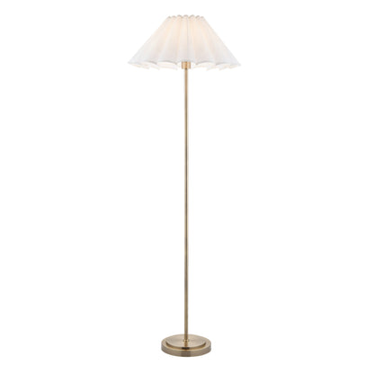 Arlo Antique Brass Floor Lamp with Scalloped White Shade