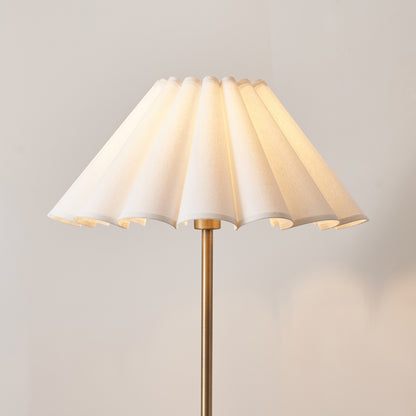 Arlo Antique Brass Floor Lamp with Scalloped White Shade