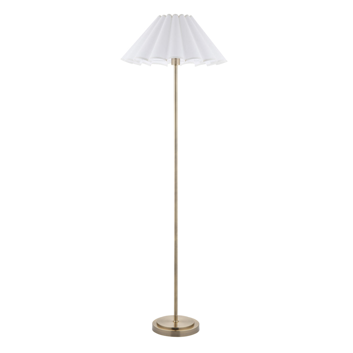 Arlo Antique Brass Floor Lamp with Scalloped White Shade