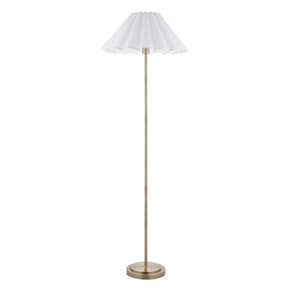 Arlo Antique Brass Floor Lamp with Scalloped White Shade