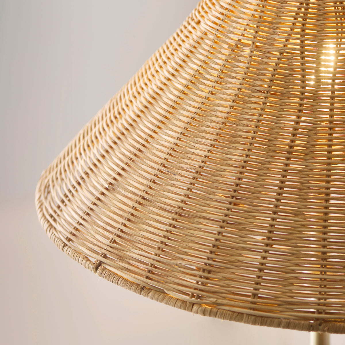Arlo Antique Brass Floor Lamp with Dark Rattan Shade