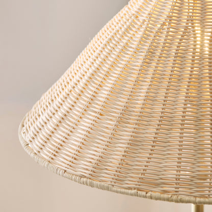 Arlo Antique Brass Floor Lamp with Natural Rattan Shade