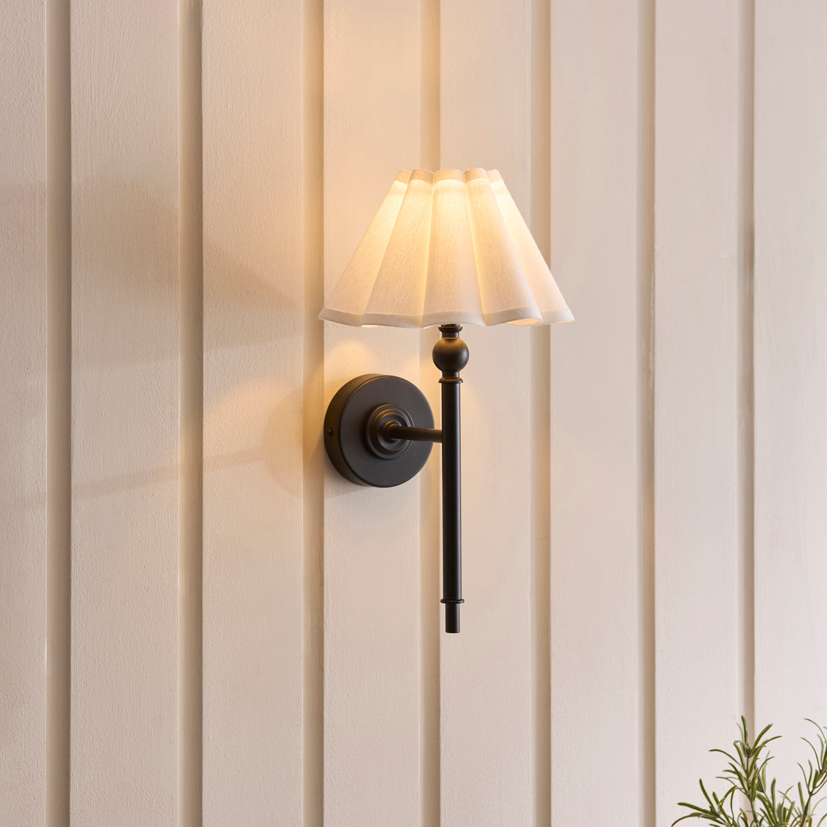 Sylvie Matt Black & White Cotton Wall Light
