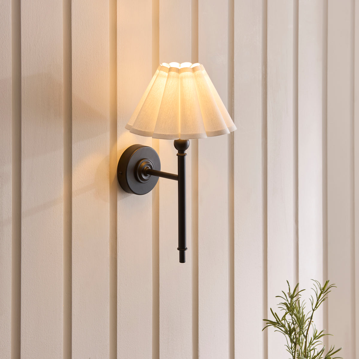 Sylvie Matt Black & White Cotton Wall Light