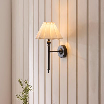 Sylvie Matt Black & White Cotton Wall Light
