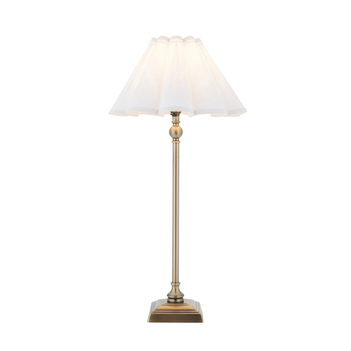 Sylvie Antique Brass & White Cotton Table Lamp