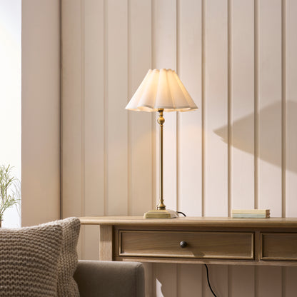 Sylvie Antique Brass & White Cotton Table Lamp