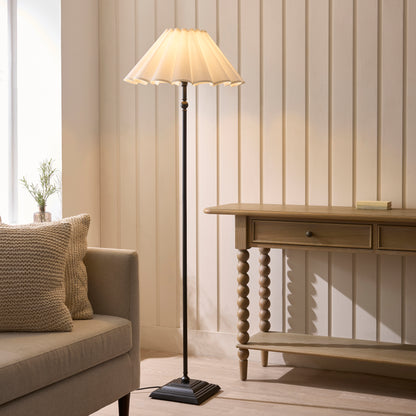 Sylvie Matt Black & White Cotton Floor Lamp