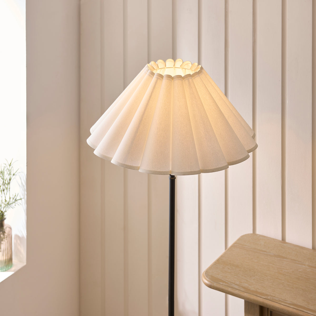 Sylvie Matt Black & White Cotton Floor Lamp