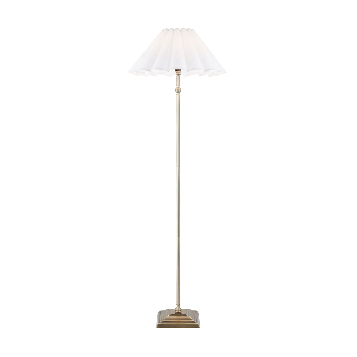 Sylvie Antique Brass & White Cotton Floor Lamp