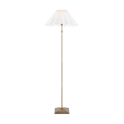 Sylvie Antique Brass & White Cotton Floor Lamp
