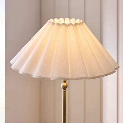 Sylvie Antique Brass & White Cotton Floor Lamp