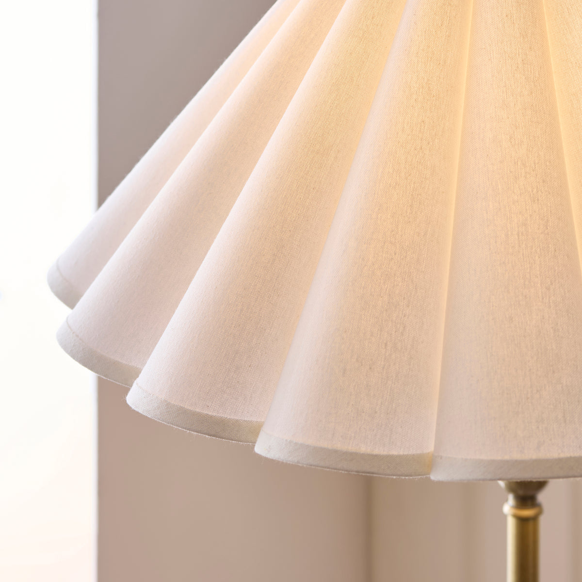 Sylvie Antique Brass & White Cotton Floor Lamp