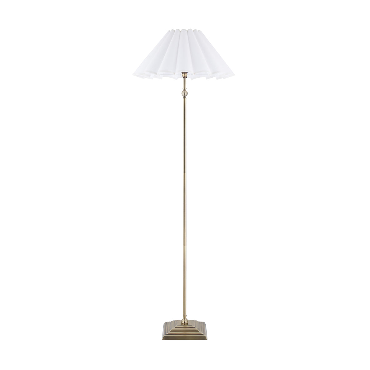 Sylvie Antique Brass & White Cotton Floor Lamp
