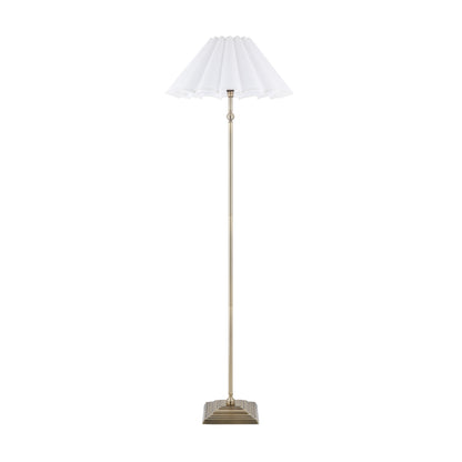 Sylvie Antique Brass & White Cotton Floor Lamp