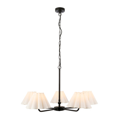 Sylvie 5 Light Matt Black & White Cotton Pendant Ceiling Light