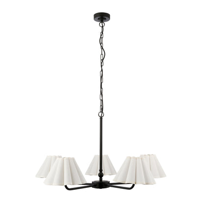 Sylvie 5 Light Matt Black & White Cotton Pendant Ceiling Light