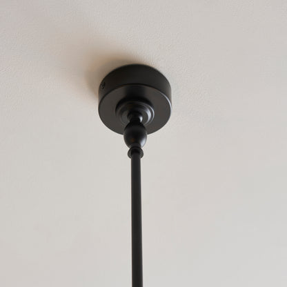 Sylvie 2 Light Matt Black & White Cotton Linear Pendant