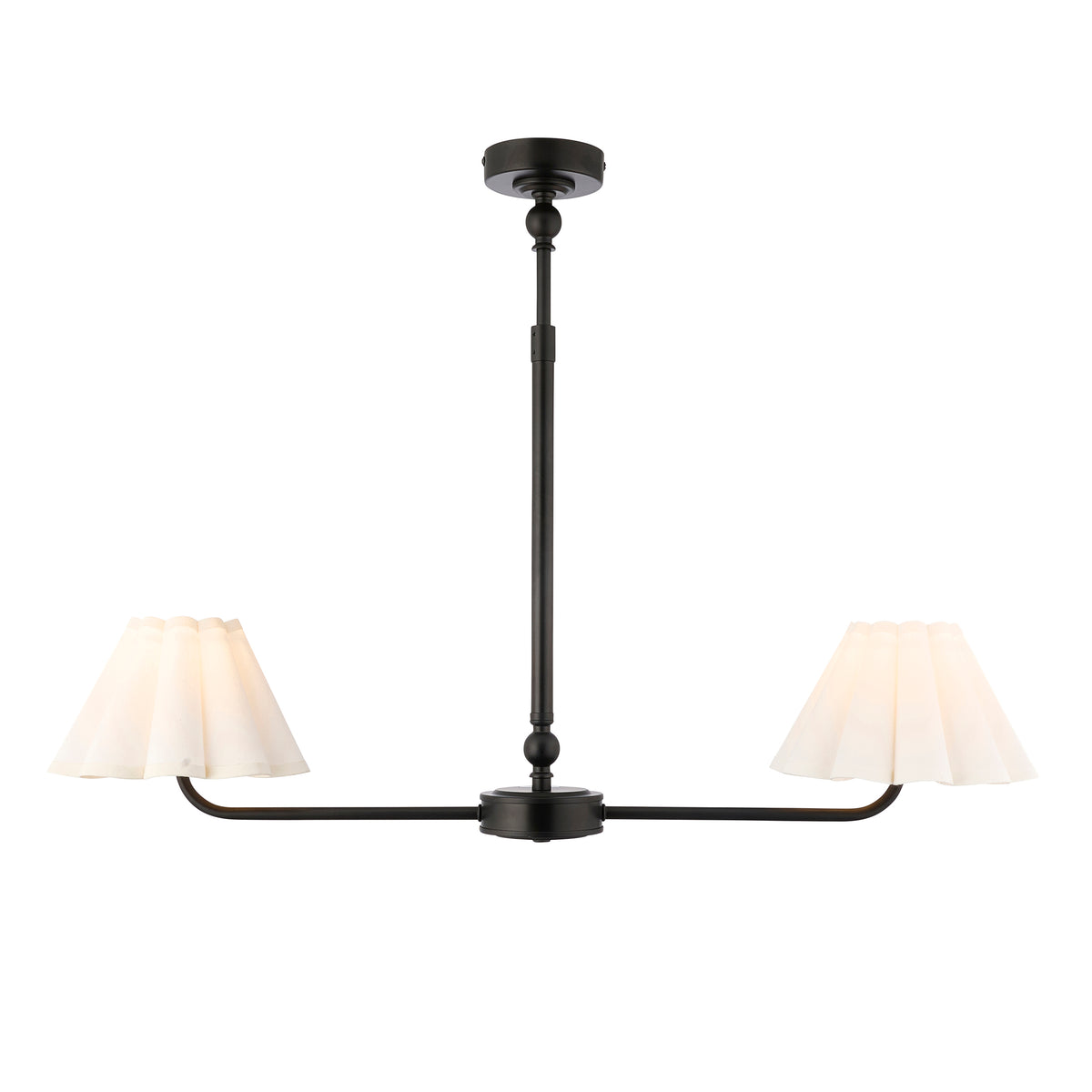Sylvie 2 Light Matt Black & White Cotton Linear Pendant