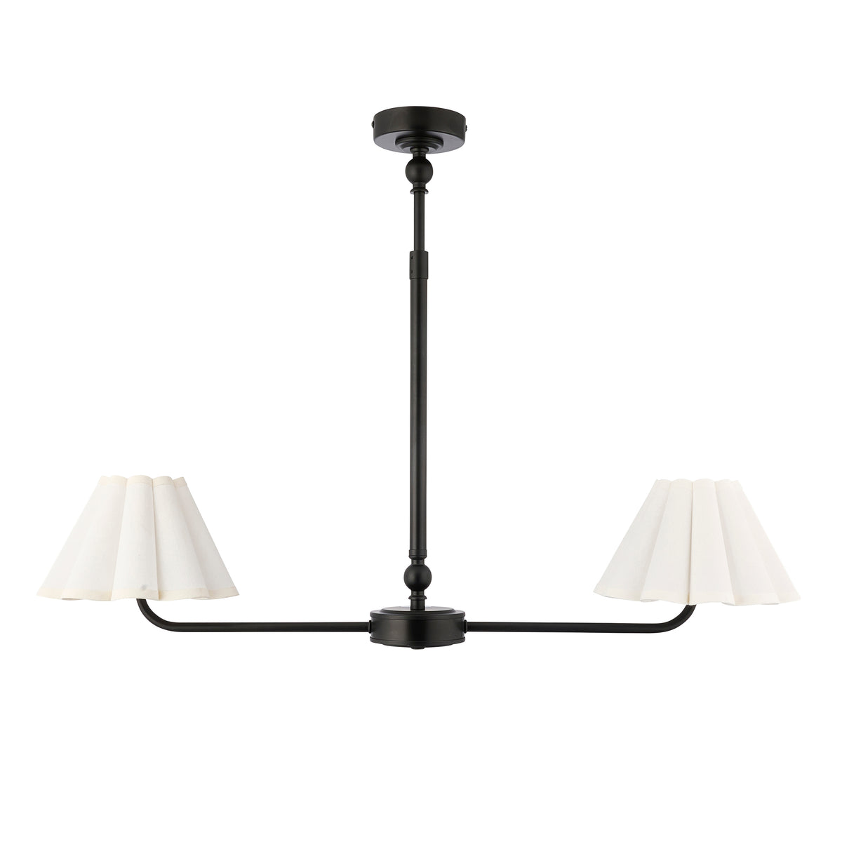 Sylvie 2 Light Matt Black & White Cotton Linear Pendant