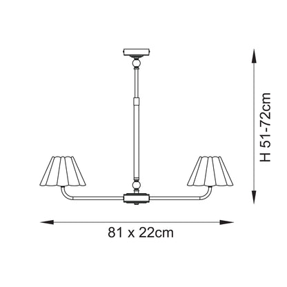 Sylvie 2 Light Matt Black & White Cotton Linear Pendant