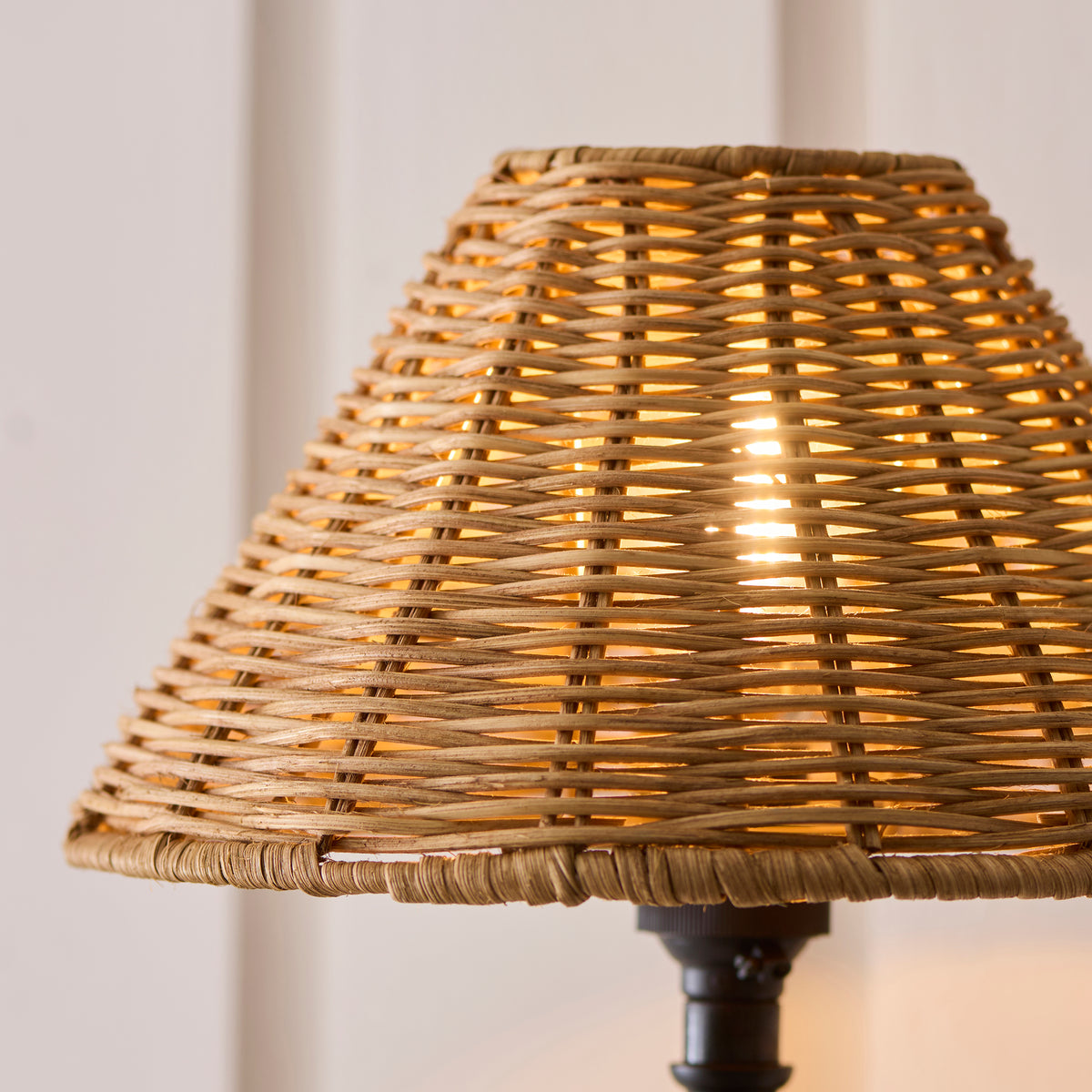 Jericho Matt Black & Dark Rattan Wall Light
