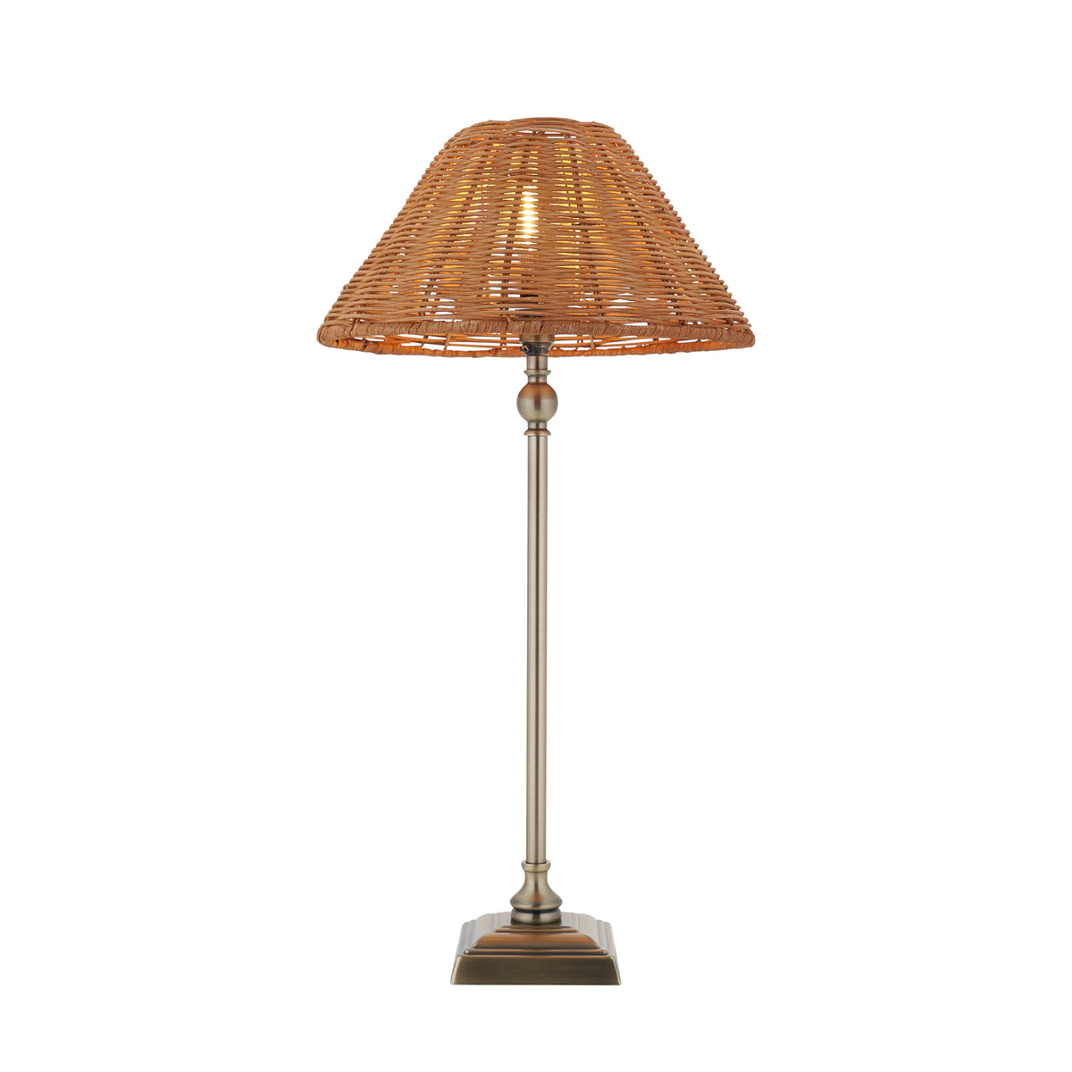 Jericho Antique Brass & Dark Rattan Table Lamp