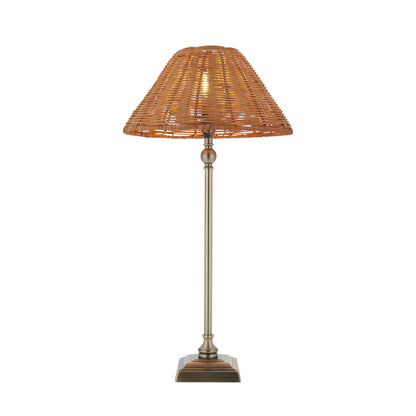 Jericho Antique Brass & Dark Rattan Table Lamp