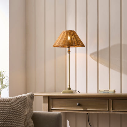 Jericho Antique Brass & Dark Rattan Table Lamp