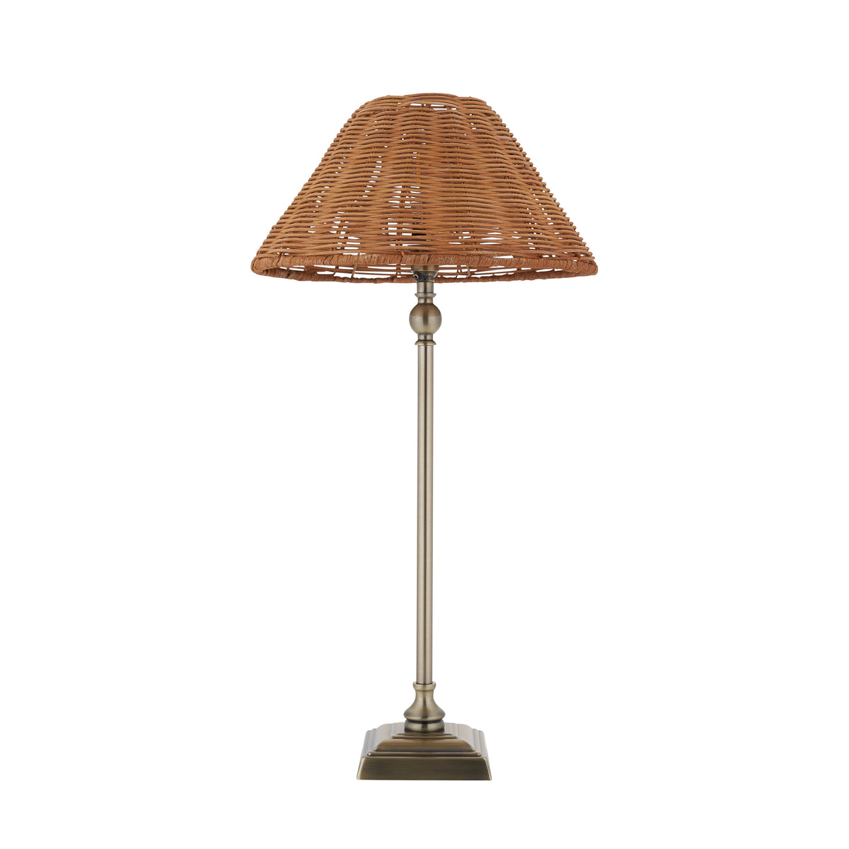 Jericho Antique Brass & Dark Rattan Table Lamp