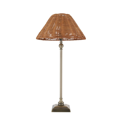 Jericho Antique Brass & Dark Rattan Table Lamp