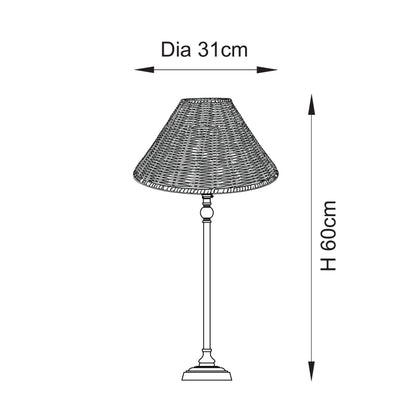 Jericho Antique Brass & Dark Rattan Table Lamp