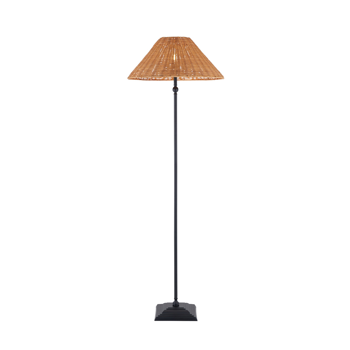 Jericho Matt Black & Dark Rattan Floor Lamp