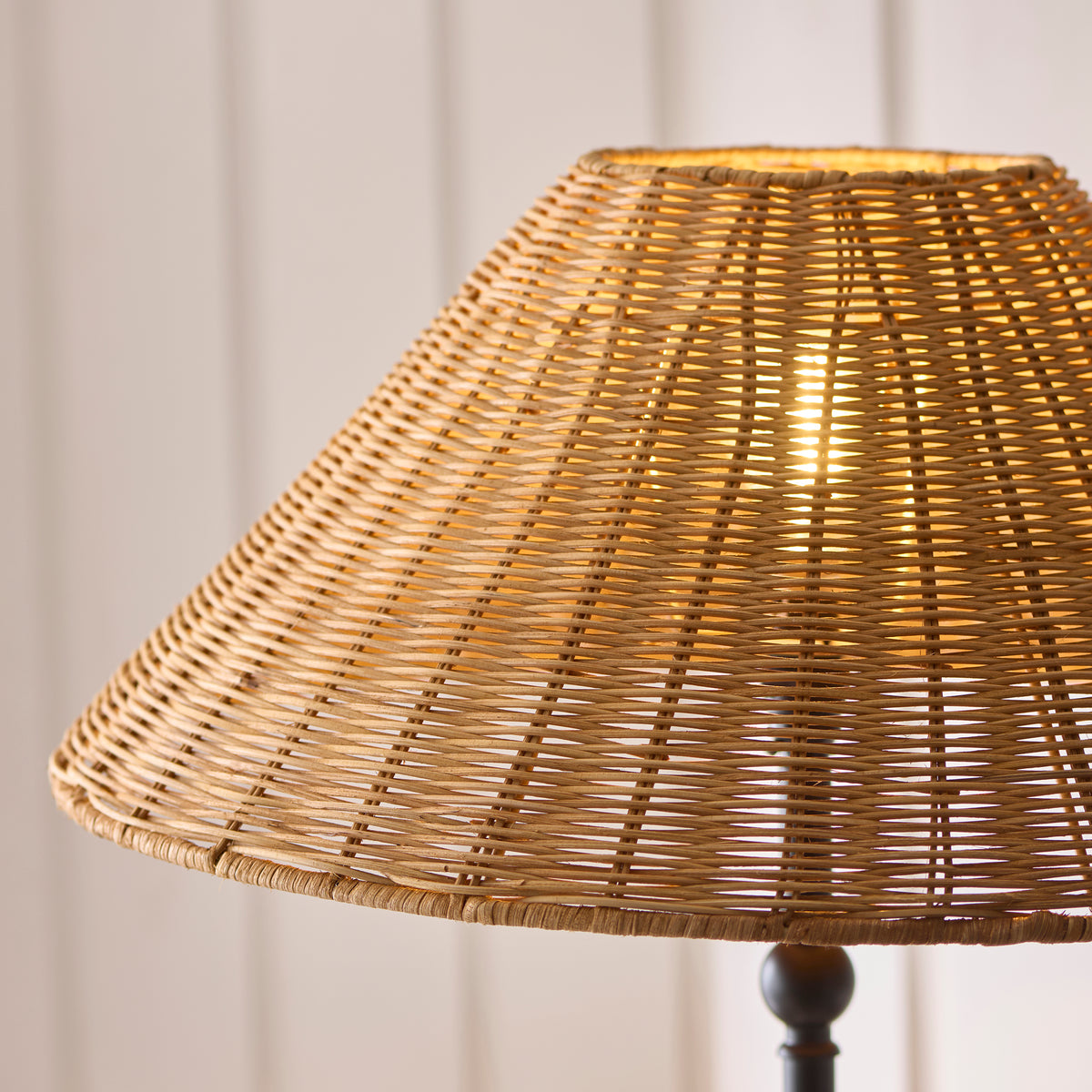 Jericho Matt Black & Dark Rattan Floor Lamp