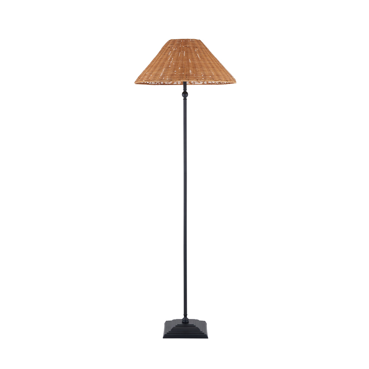 Jericho Matt Black & Dark Rattan Floor Lamp