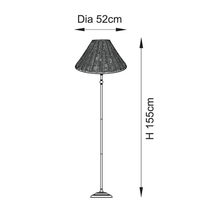 Jericho Matt Black & Dark Rattan Floor Lamp