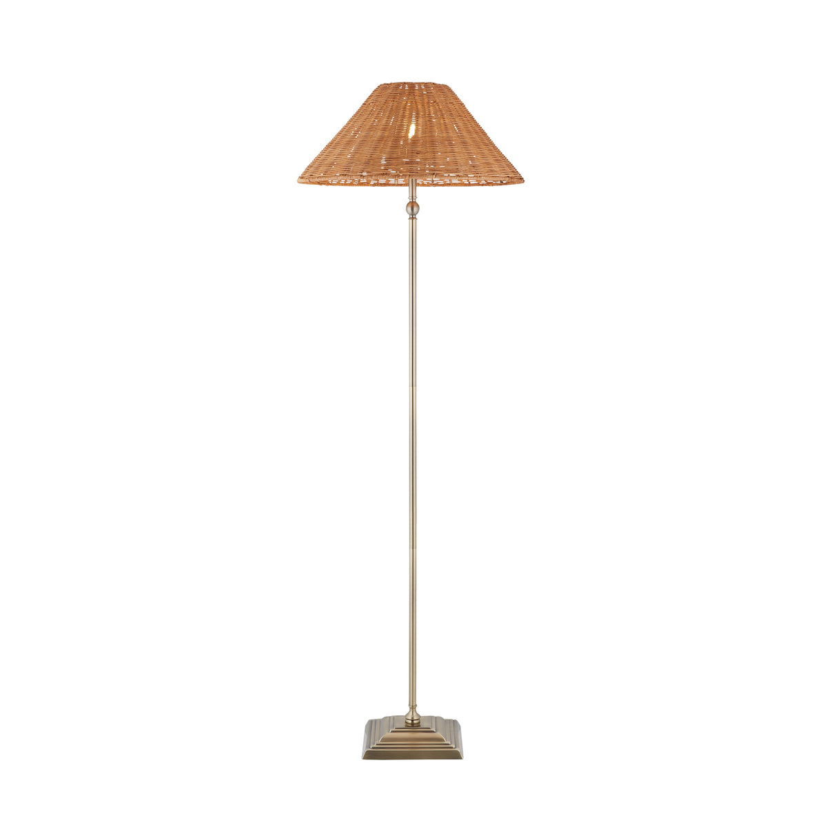 Jericho Antique Brass & Dark Rattan Floor Lamp