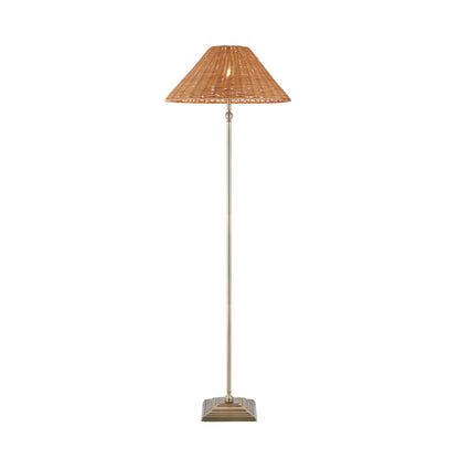 Jericho Antique Brass & Dark Rattan Floor Lamp