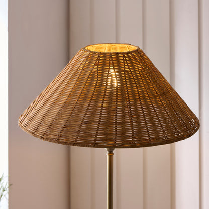 Jericho Antique Brass & Dark Rattan Floor Lamp