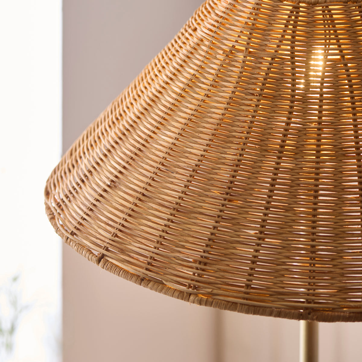 Jericho Antique Brass & Dark Rattan Floor Lamp
