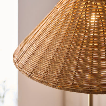 Jericho Antique Brass & Dark Rattan Floor Lamp