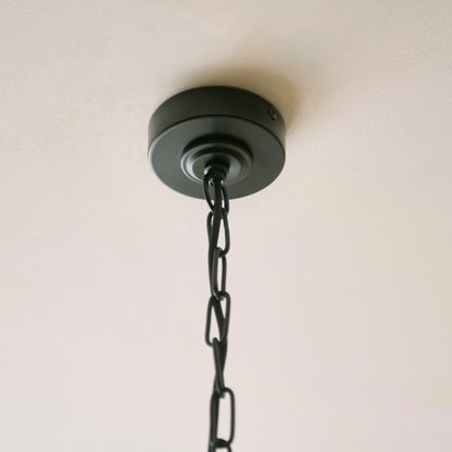 Jericho 5 Light Matt Black & Dark Rattan Pendant Ceiling Light
