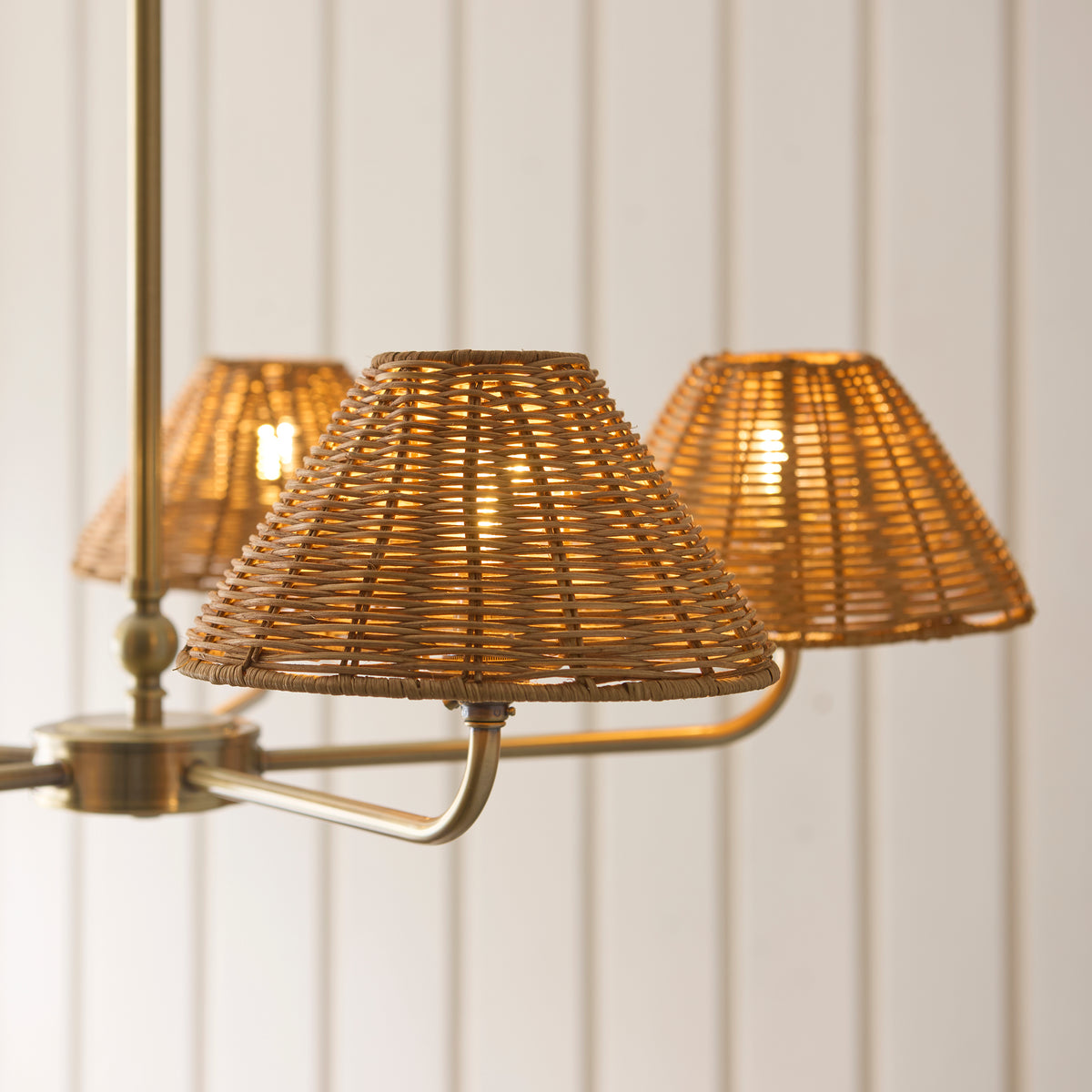 Jericho 5 Light Antique Brass & Dark Rattan Pendant Ceiling Light