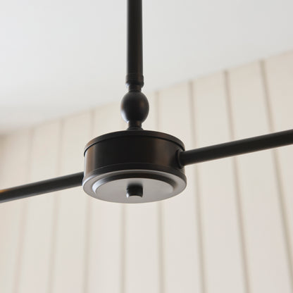 Jericho 2 Light Matt Black & Dark Rattan Linear Pendant Light