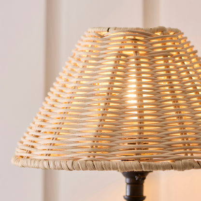 Jericho Matt Black & Natural Rattan Wall Light