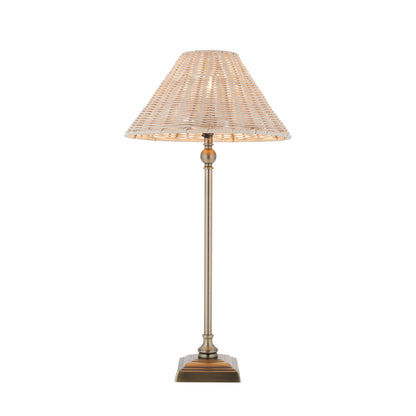 Jericho Antique Brass & Natural Rattan Table Lamp