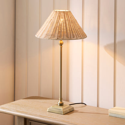 Jericho Antique Brass & Natural Rattan Table Lamp